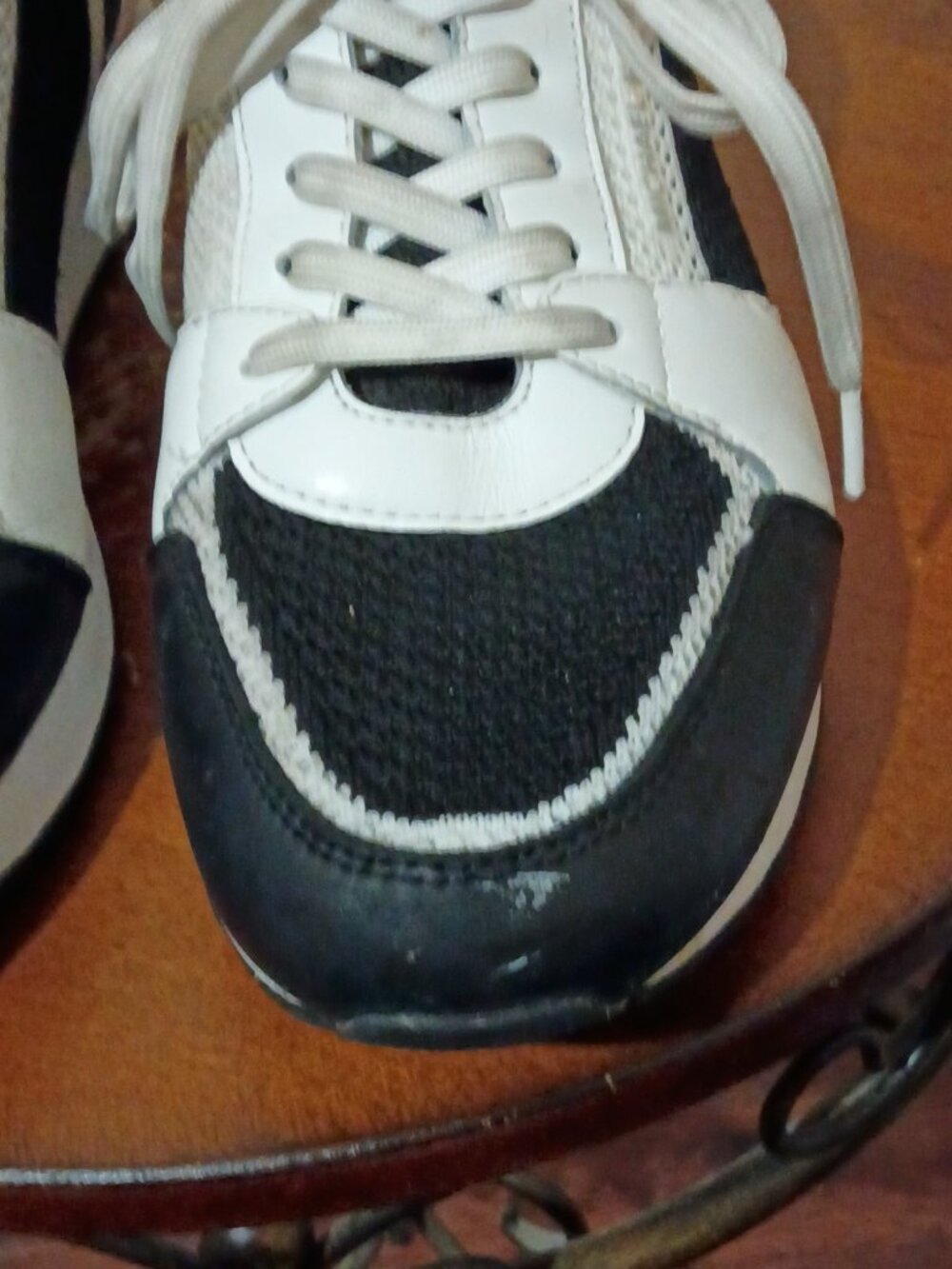 Michael Kors Billie White Gold Olive Leather Mesh Sneakers Women's Size 10M - Picture 6 of 14